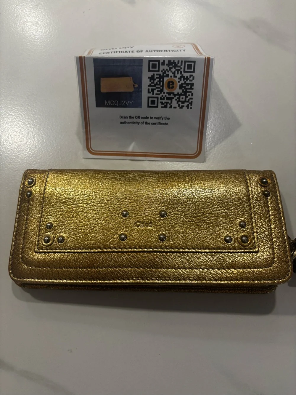 Chloé Metallic Gold Leather Wallet - Picture 7 of 8